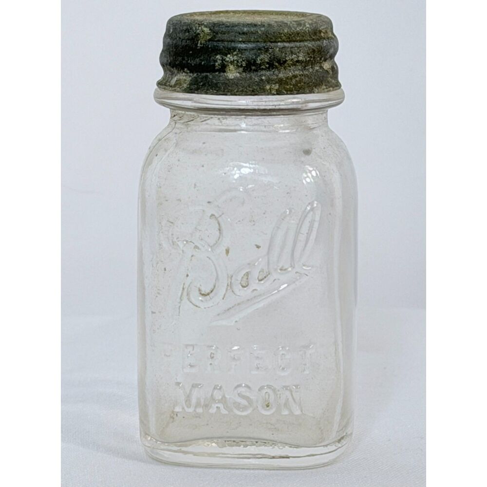 Miniature Ball Perfect Mason Jar Salesman Sample Zinc Lid  2.75” Square #7